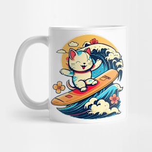 Cute Kitty Surfs Mug